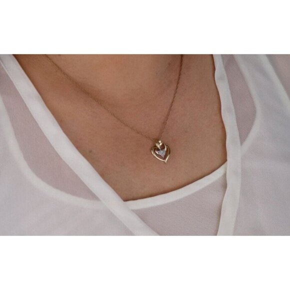 Pendant Only 10k Yellow Gold Diamond Heart Pendant - Picture 2 of 6
